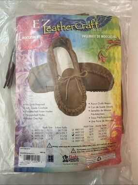 Vintage Tandy Leather Crafts Suede Leather Scout Moccasin Kit Adult Sz 8/9